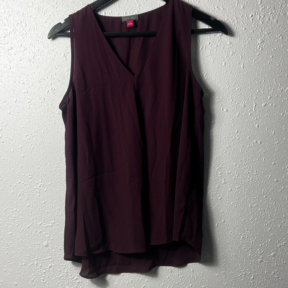 Vince Camuto Sleeveless Burgundy Silky Top Women's Size Small Sheer With Lining - Picture 1 of 9
